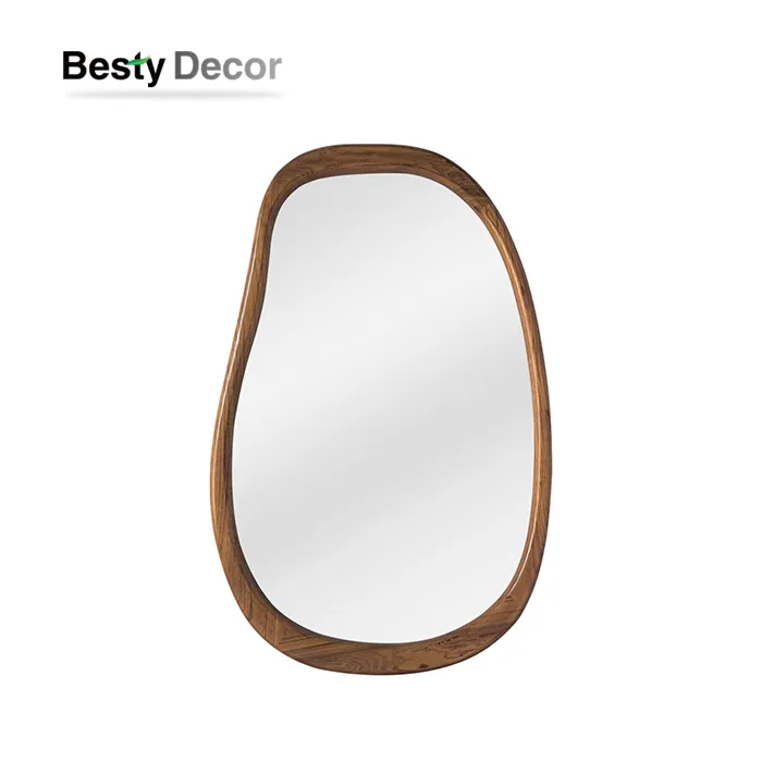 Specchio irregolare con cornice in legno massello